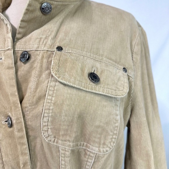 DEBENHAMS MAINE NEW ENGLAND Tan Corduroy Belted Trench Jacket Pockets Women's 14 - Picture 3 of 9